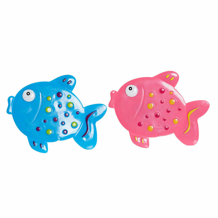 Bath rug DKD Home Decor 13 x 1 x 10,5 cm Blue Pink Children's PVC Fish (2 Units)
