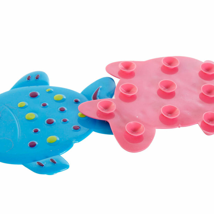 Bath rug DKD Home Decor 13 x 1 x 10,5 cm Blue Pink Children's PVC Fish (2 Units)