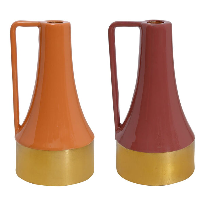 Candleholder DKD Home Decor Metal Lacquered (11 x 11 x 20 cm) (2 Units)