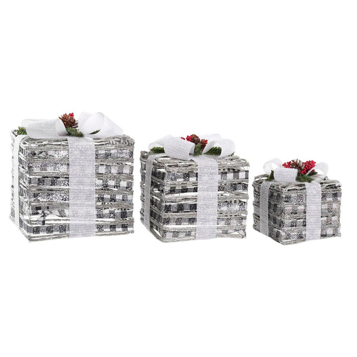 Lighting decoration DKD Home Decor White Red Green Silver Snowfall LED 25 x 25 x 29 cm (3 Pieces)