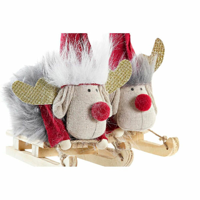 Christmas bauble DKD Home Decor Polyester Reindeer (15 x 5,5 x 16,5 cm) (2 Units)