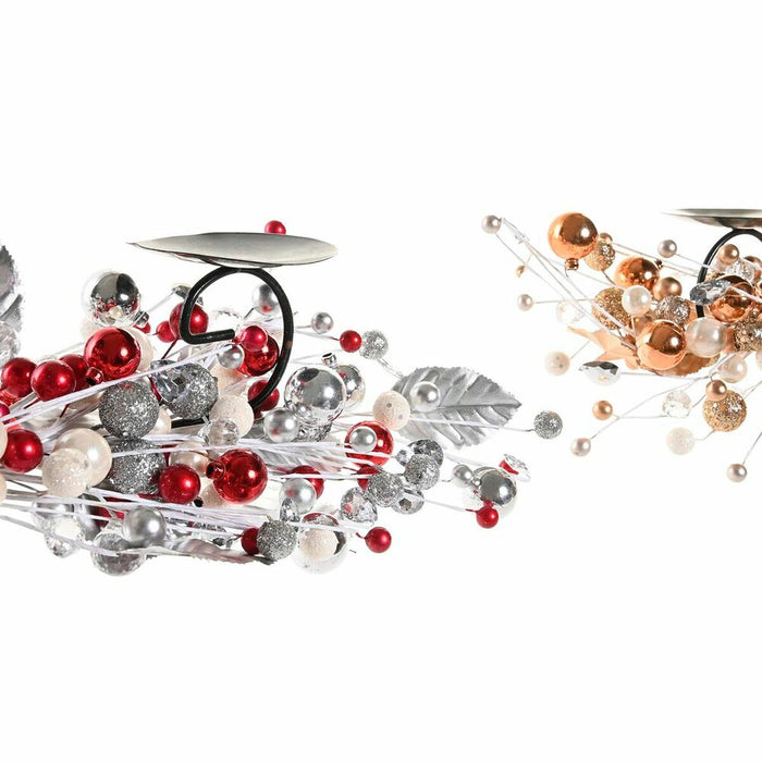 Candle Holder DKD Home Decor Beads Silver Golden Metal PVC (70 x 10 x 20 cm) (2 Units)