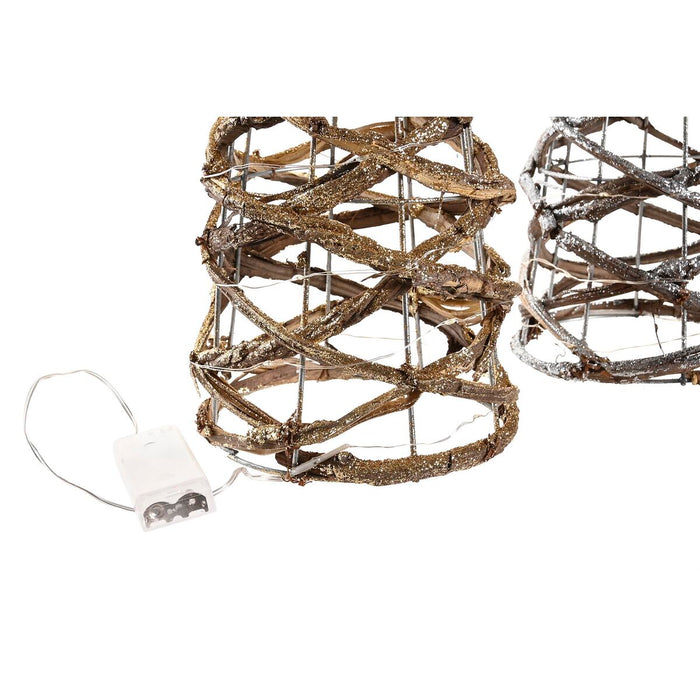 Lighting decoration DKD Home Decor Golden Silver Natural 19 x 19 x 62 cm Cones Christmas AA x 2, not included (2 Units)