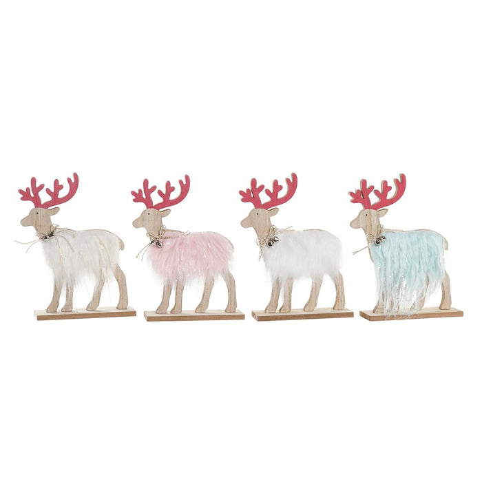 Christmas bauble DKD Home Decor Polyester MDF Reindeer (23 x 5 x 16 cm) (4 Units)