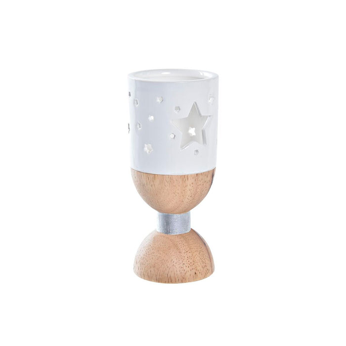 Christmas Candle Holder DKD Home Decor White Brown Natural Star 6 x 6 x 14 cm