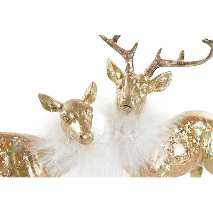 Christmas bauble DKD Home Decor Resin Reindeer (17,5 x 9 x 22,5 cm) (2 Units)