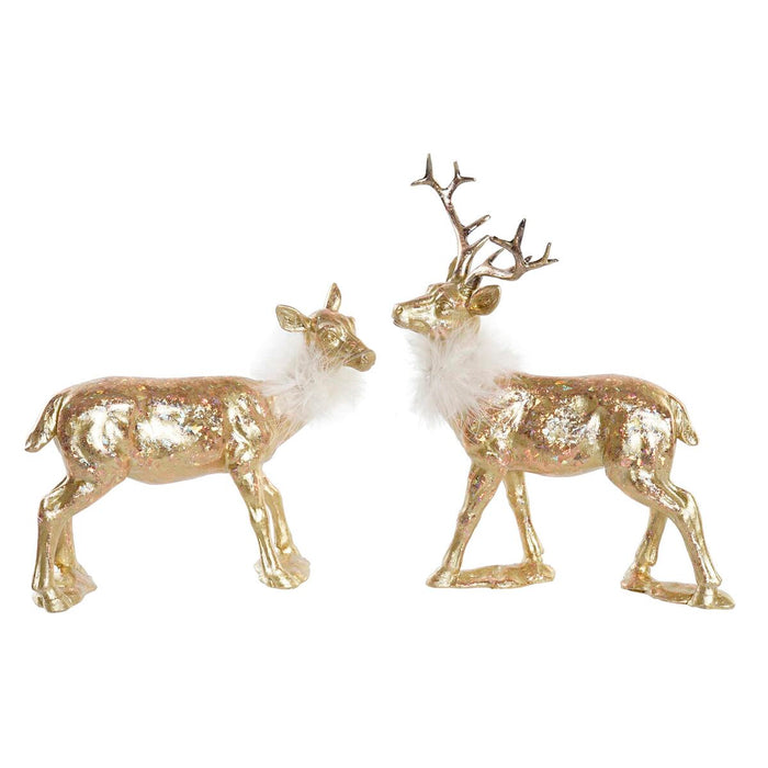 Christmas bauble DKD Home Decor Resin Reindeer (17,5 x 9 x 22,5 cm) (2 Units)