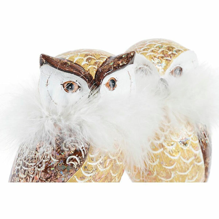 Christmas bauble DKD Home Decor Owl Resin (7,5 x 7,5 x 14 cm) (2 Units)