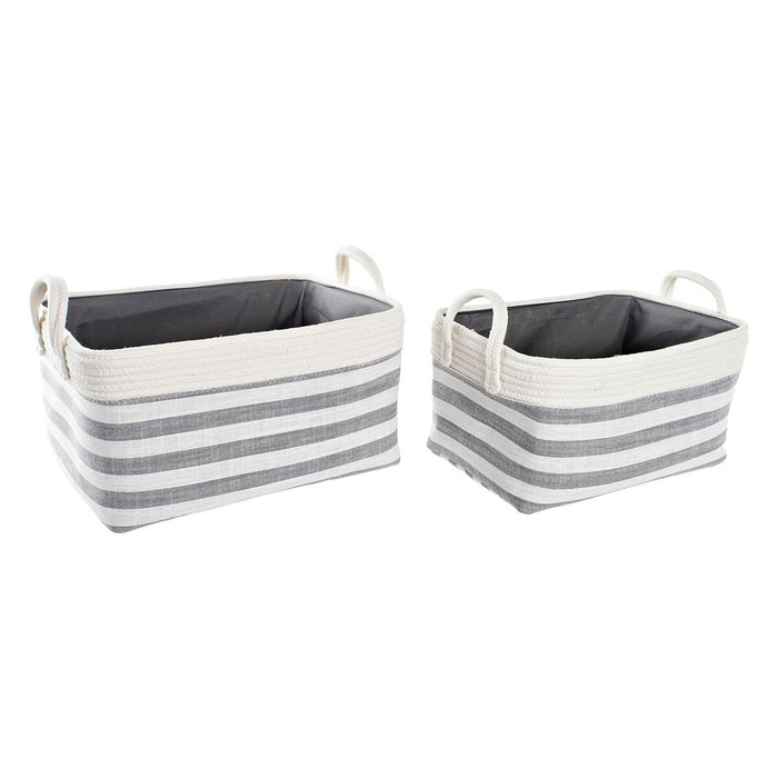 Basket set DKD Home Decor Stripes 40 x 30 x 23 cm Grey