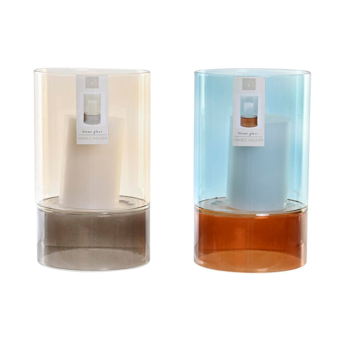 Candleholder DKD Home Decor Crystal Bicoloured Wax 13 x 13 x 21 cm (2 Units)