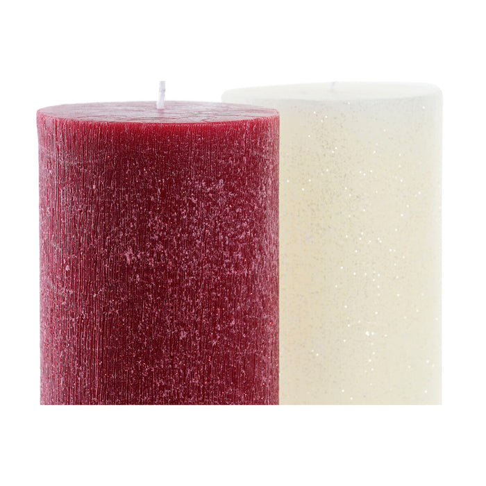 Candle DKD Home Decor White Red Christmas 9 x 9 x 15 cm (2 Units)