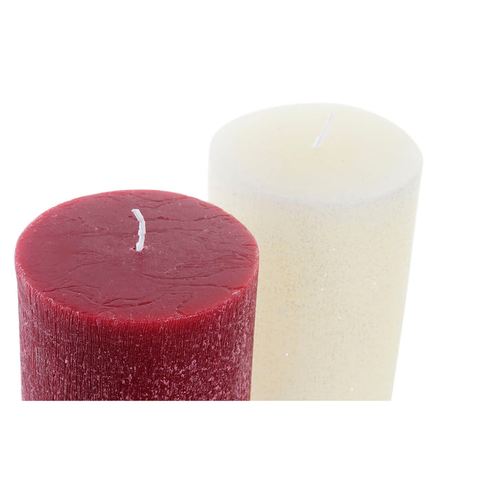 Candle DKD Home Decor White Red Christmas 9 x 9 x 15 cm (2 Units)