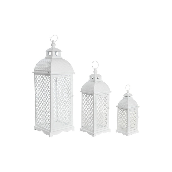 Lantern set DKD Home Decor White Metal Crystal Arab Aged finish 24 x 24 x 74 cm (3 Pieces)