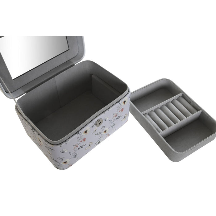 Jewelry box DKD Home Decor Blue Grey Camel Light Pink Polyurethane Mirror 17 x 12 x 10 cm (2 Units)