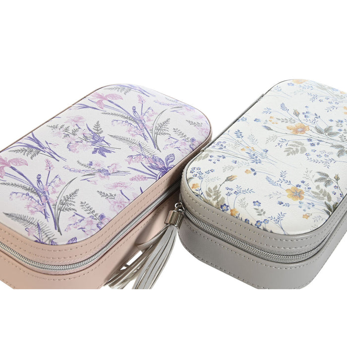 Jewelry box DKD Home Decor White Grey Lilac Light Pink Polyurethane Mirror 18,5 x 10 x 5 cm (2 Units)