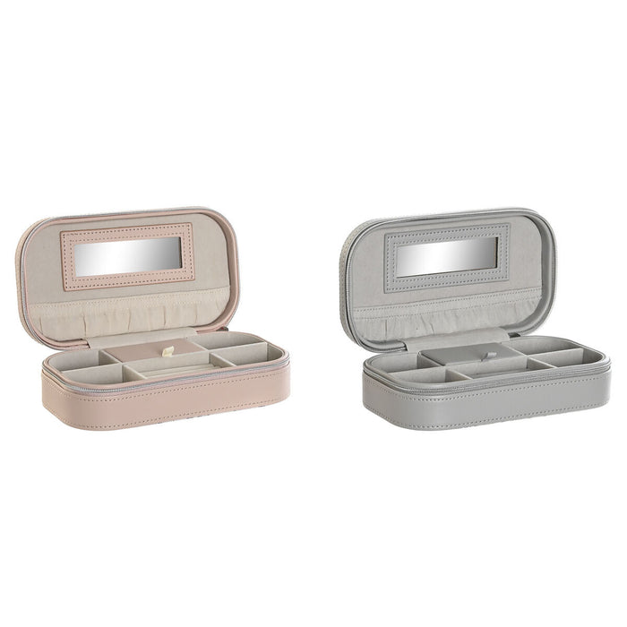 Jewelry box DKD Home Decor White Grey Lilac Light Pink Polyurethane Mirror 18,5 x 10 x 5 cm (2 Units)