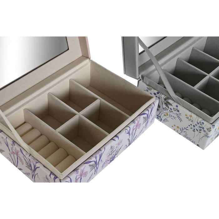 Jewelry box DKD Home Decor White Grey Lilac Polyurethane 18 x 12,5 x 7,5 cm (2 Units)