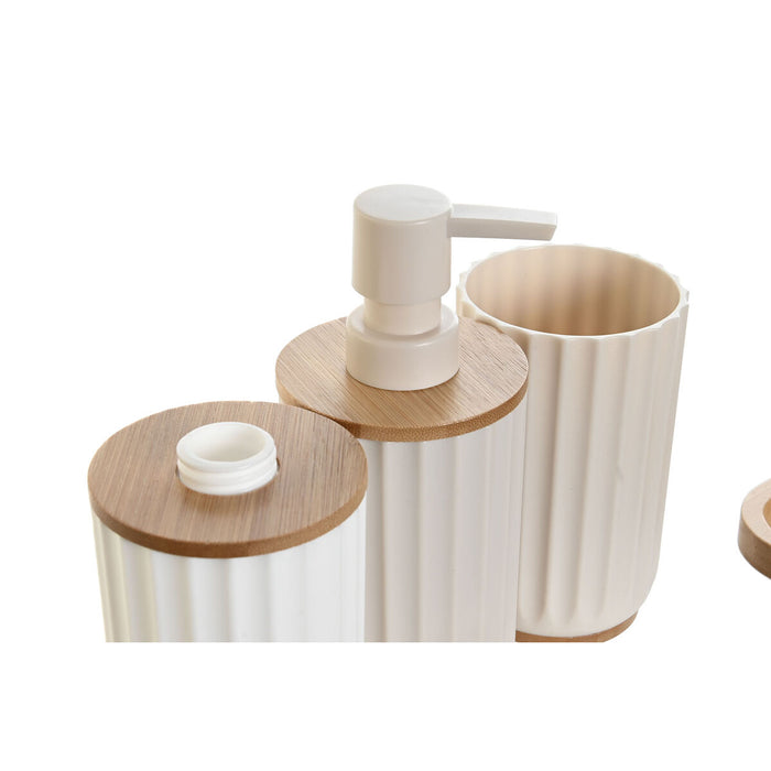 Bath Set DKD Home Decor White Beige Bamboo polystyrene 16 x 9 x 18 cm 3 Pieces (2 Units)
