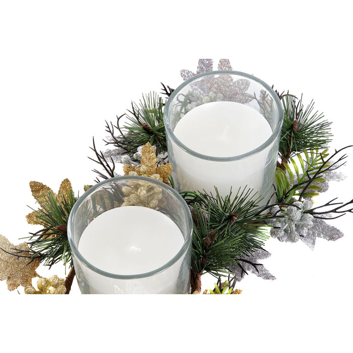 Candle DKD Home Decor Golden Silver Christmas 15 x 15 x 5 cm (2 Units)