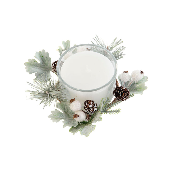 Candle DKD Home Decor White Christmas 15 x 15 x 5.5 cm 13 x 13 x 5,5 cm