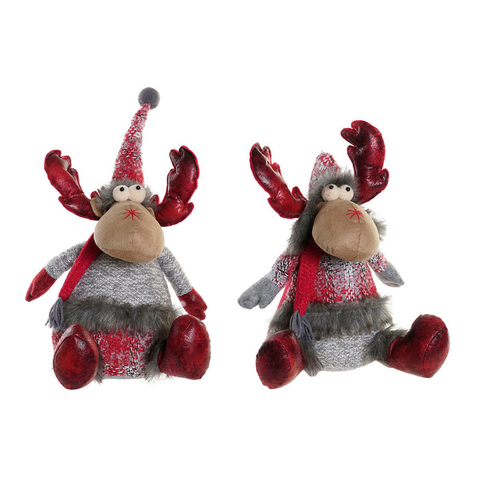 Christmas bauble DKD Home Decor Red Grey Reindeer 27 x 19 x 32 cm (2 Units)