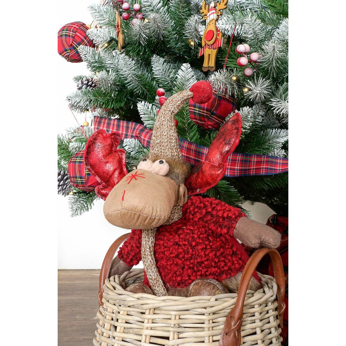 Christmas bauble DKD Home Decor Red Grey Reindeer 27 x 19 x 32 cm (2 Units)