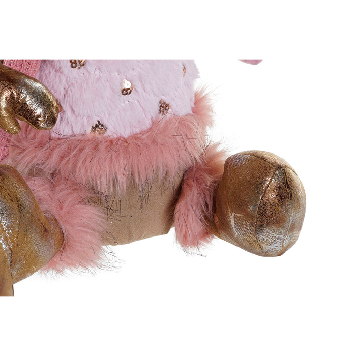 Christmas bauble DKD Home Decor Brown Pink Golden Reindeer 27 x 16 x 42 cm (2 Units)
