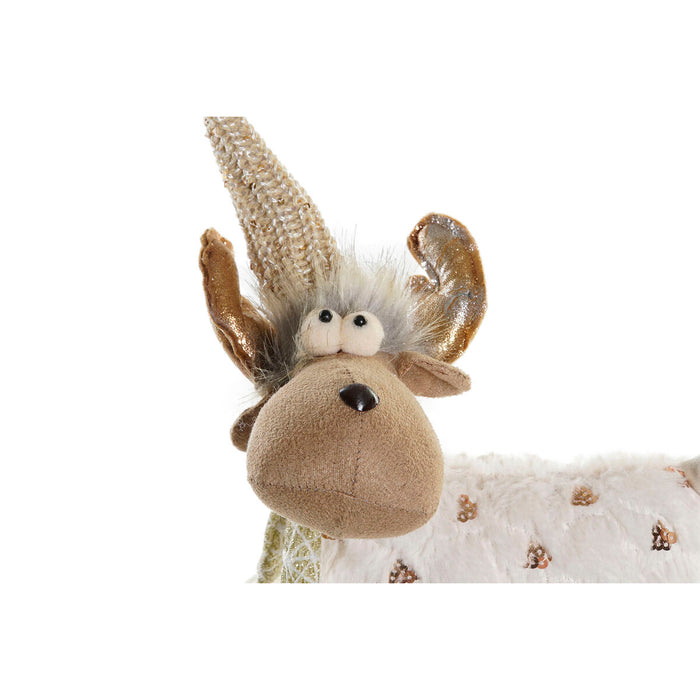 Christmas bauble DKD Home Decor White Pink Reindeer 12 x 20 x 40 cm (2 Units)
