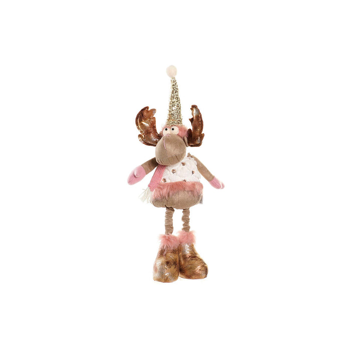 Christmas bauble DKD Home Decor White Pink Golden Reindeer 15 x 17 x 50 cm (2 Units)