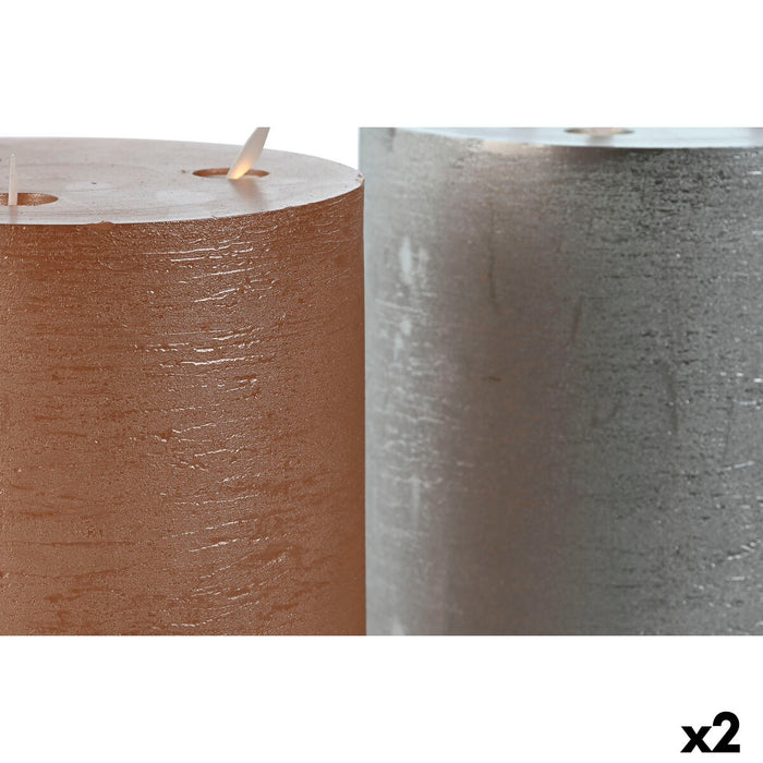 LED Candle DKD Home Decor Golden Silver 15 x 15 x 20 cm (AA) (2 Units)