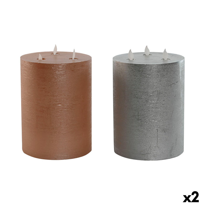 LED Candle DKD Home Decor Golden Silver 15 x 15 x 20 cm (AA) (2 Units)