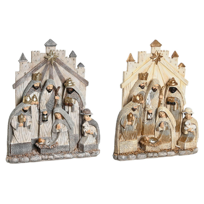 Christmas nativity set DKD Home Decor Grey Golden Resin 22 x 6 x 26 cm (2 Units)