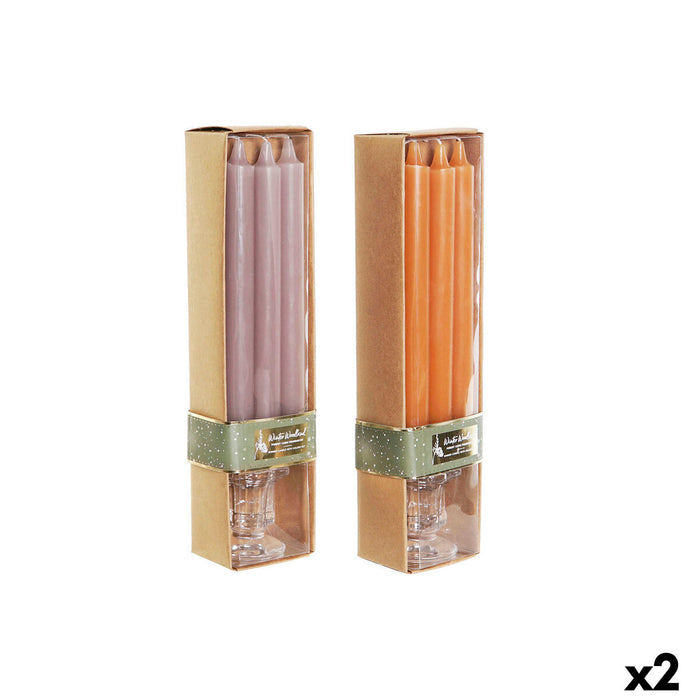 Candle Set DKD Home Decor Grey Orange 2 x 2 x 20 cm 4 Pieces (2 Units)