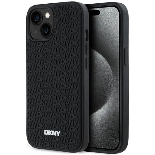 DKNY 3D Rubber Repeat Pattern case for iPhone 15/14/13 - black - Cell phone cases and covers<<<HurtelXML