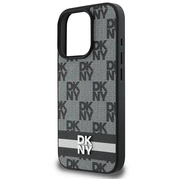 DKNY Checkered Pattern & Printed Stripes case for iPhone 16 Pro - black - Cell phone cases and covers<<<HurtelXML