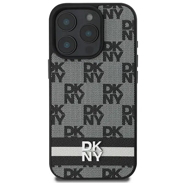 DKNY Checkered Pattern & Printed Stripes case for iPhone 16 Pro - black - Cell phone cases and covers<<<HurtelXML