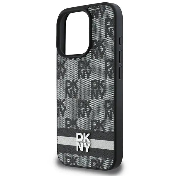 DKNY Checkered Pattern & Printed Stripes case for iPhone 16 Pro Max - black - Cell phone cases and covers<<<HurtelXML