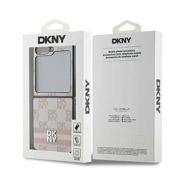 DKNY Checkered Pattern Printed Stripes Case for Samsung Galaxy Z Flip 6 - Pink - Cell phone cases and covers<<<HurtelXML