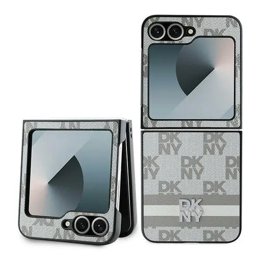 DKNY Checkered Pattern Printed Stripes Case for Samsung Galaxy Z Flip 6 - Beige - Cell phone cases