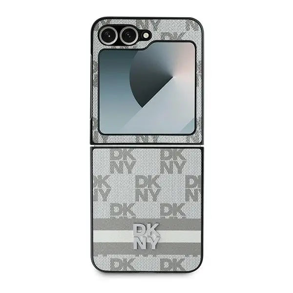 DKNY Checkered Pattern Printed Stripes Case for Samsung Galaxy Z Flip 6 - Beige - Cell phone cases