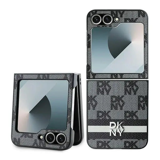 DKNY Checkered Pattern Printed Stripes case for Samsung Galaxy Z Flip 6 - black - Cell phone cases