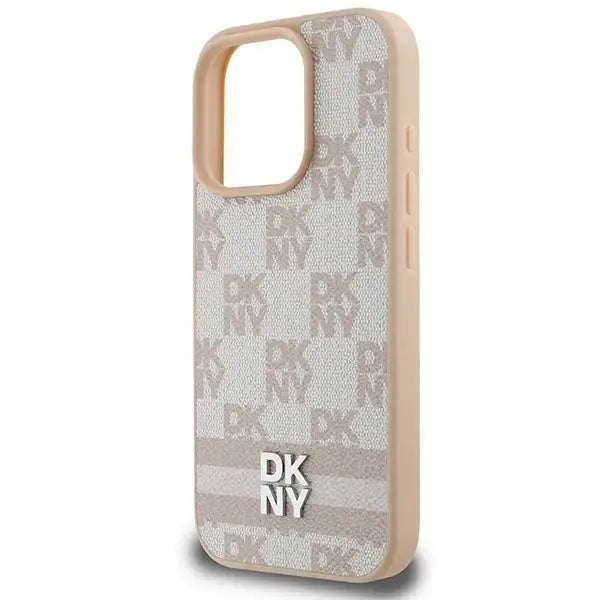 DKNY Checkered Pattern & Printed Stripes iPhone 16 Pro Max Case - Pink - Cell phone cases and covers<<<HurtelXML
