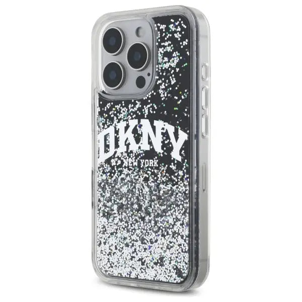 DKNY DKHCP16LLBNAEK iPhone 16 Pro 6.3’’ black/black hardcase Liquid Glitter Arch Logo - Cell phone cases