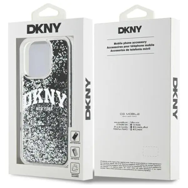 DKNY DKHCP16LLBNAEK iPhone 16 Pro 6.3’’ black/black hardcase Liquid Glitter Arch Logo - Cell phone cases