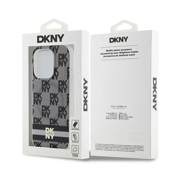 DKNY IML Checkered Mono Pattern & Printed Stripes MagSafe Case for iPhone 13 Pro / 13 - Black - Cell phone cases