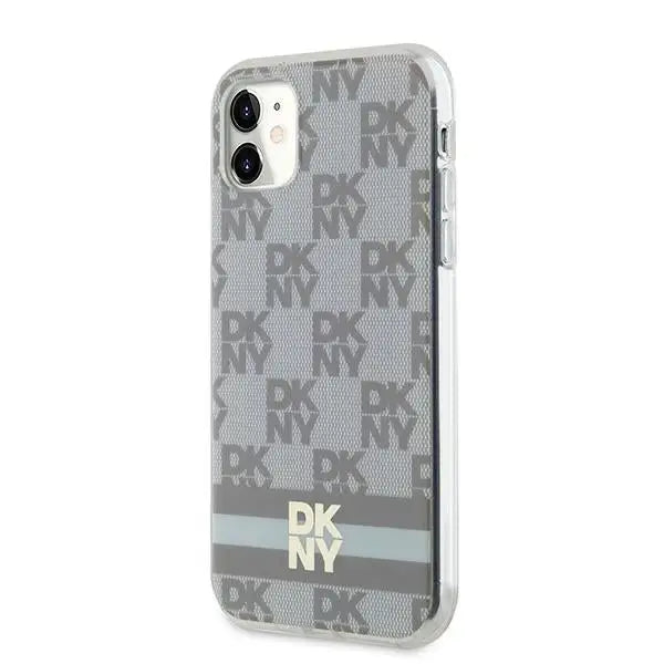 DKNY IML Checkered Mono Pattern & Printed Stripes MagSafe case for iPhone 11 / Xr - beige - Cell phone cases
