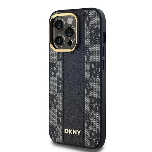 DKNY Leather Checkered Mono Pattern MagSafe Case for iPhone 13 Pro / 13 - Black - Cell phone cases