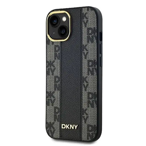 DKNY Leather Checkered Mono Pattern MagSafe Case for iPhone 14/15/13 - Black - Cell phone cases and covers<<<HurtelXML