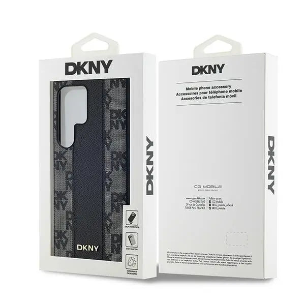 DKNY Leather Checkered Mono Pattern MagSafe Case for Samsung Galaxy S24 Ultra - Black - Cell phone cases