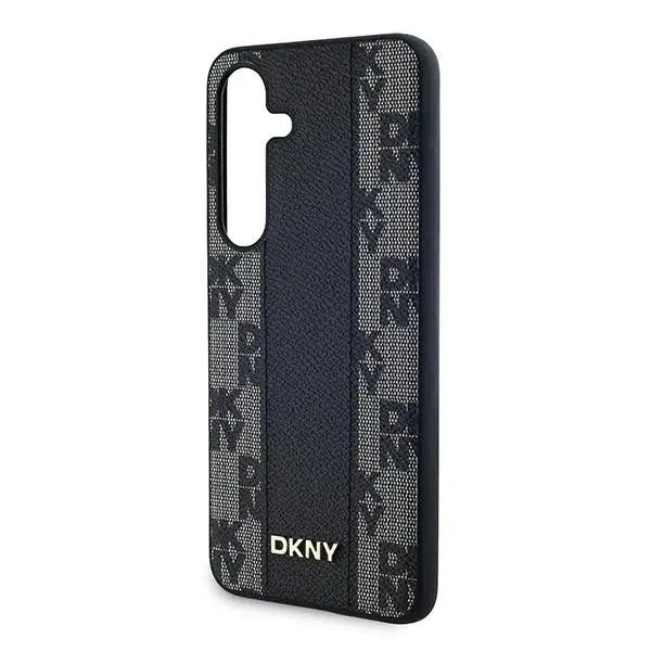 DKNY Leather Checkered Mono Pattern MagSafe case for Samsung Galaxy S24 - black - Cell phone cases